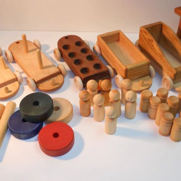 Wooden Toy Train Set With Trailer|locomotive Train Toy  Toy Wooden Train
